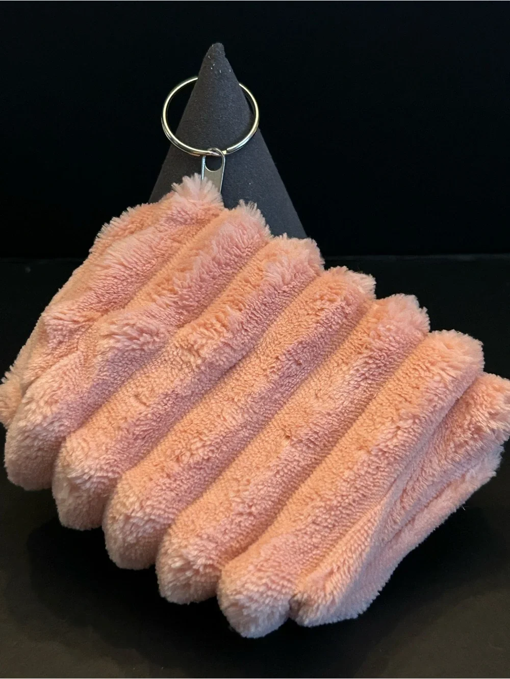 Plush Furry Coin Purse Key Pouch Case w/Silver Key Ring in Assorted Colors